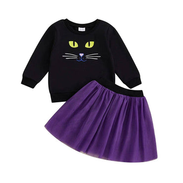 Long Sleeve Halloween Cat Toddler Set