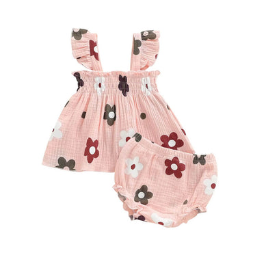 Sleeveless Ruffled Floral Baby Set
