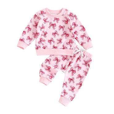 Long Sleeve Bows Stars Baby Set Pink 3-6 M