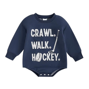 Crawl Walk Hockey Baby Bodysuit Blue 0-3 M