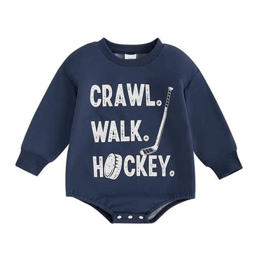 Crawl Walk Hockey Baby Bodysuit Blue 0-3 M