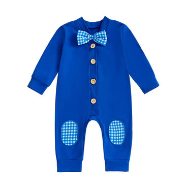 Long Sleeve Gentleman Baby Jumpsuit Blue 0-3 M