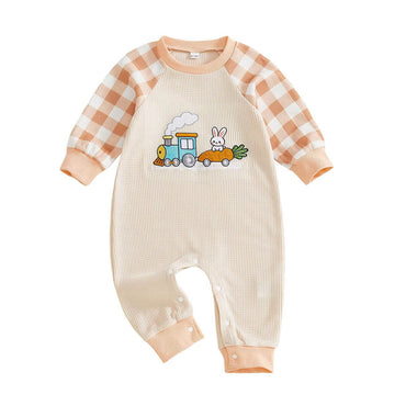 Long Sleeve Plaid Easter Baby Jumpsuit Jumpsuit The Trendy Toddlers