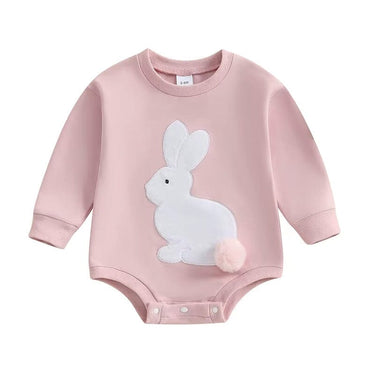Easter Bunny Long Sleeve Baby Romper Pink 0-3 M