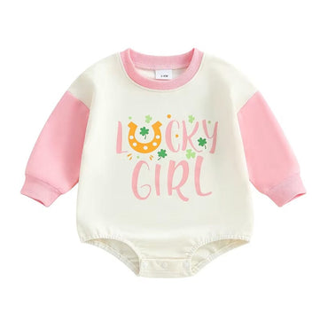 Long Sleeve Lucky Girl Baby Bodysuit Pink 0-3 M