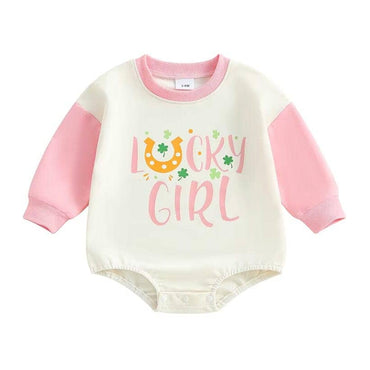 Long Sleeve Lucky Girl Baby Bodysuit Pink 0-3 M