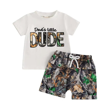 Short Sleeve Dad's Little Dude Baby Set