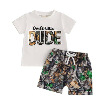 Short Sleeve Dad's Little Dude Baby Set