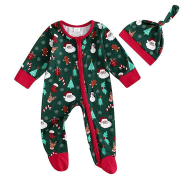 Christmas Zipper Footed Baby Jumpsuit