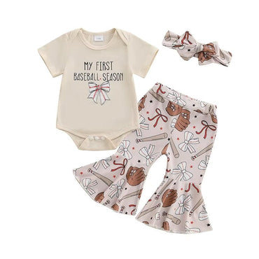 First Baseball Season Flared Pants Baby Set