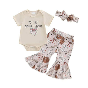 First Baseball Season Flared Pants Baby Set