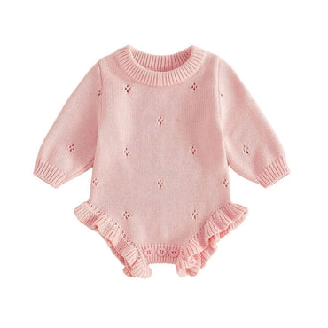 Long Sleeve Solid Knit Baby Romper