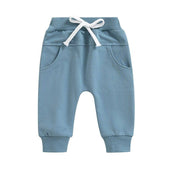 Solid Pockets Baby Pants Blue 9-12 M