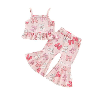 Pink Bows Flared Pants Toddler Set