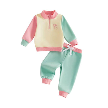 Long Sleeve Color Block Bow Toddler Set Sets The Trendy Toddlers