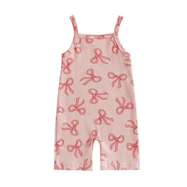 Sleeveless Bows Baby Jumpsuit Pink 3-6 M