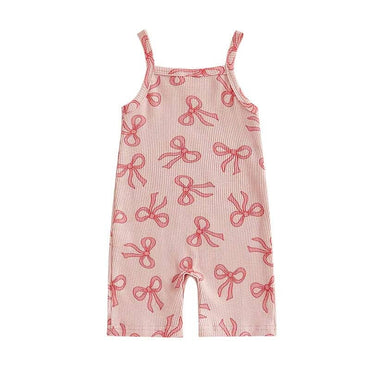Sleeveless Bows Baby Jumpsuit Pink 3-6 M