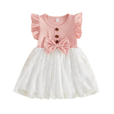 Ruffle Sleeve Bow Lace Toddler Dress