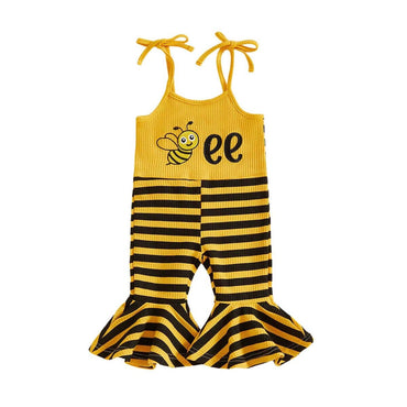 Striped Bee Straps Toddler Jumpsuit