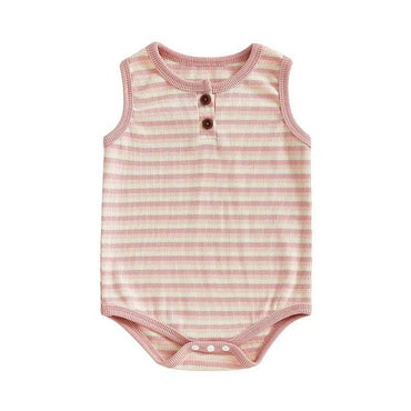 Sleeveless Striped Baby Romper Pink 0-3 M