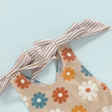Striped Floral Toddler Swimsuit