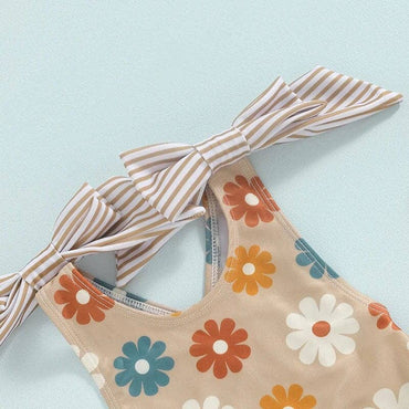 Striped Floral Toddler Swimsuit
