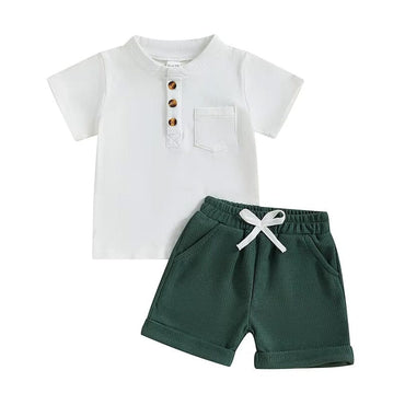 Short Sleeve Solid Shorts Toddler Set White 9-12 M