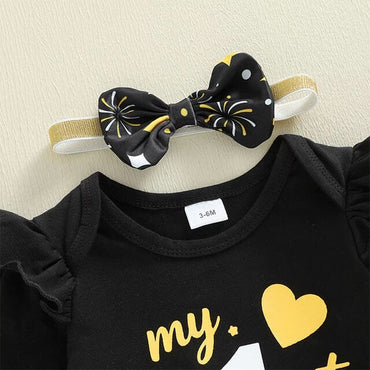 Long Sleeve My First New Year Ruffled Baby Set