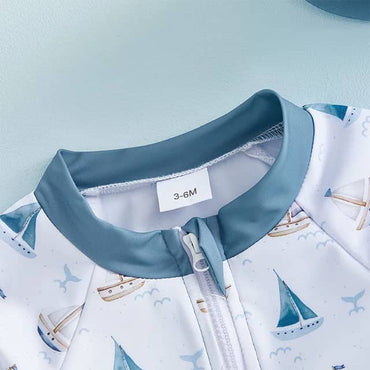 Long Sleeve Sailboat Baby Swimsuit