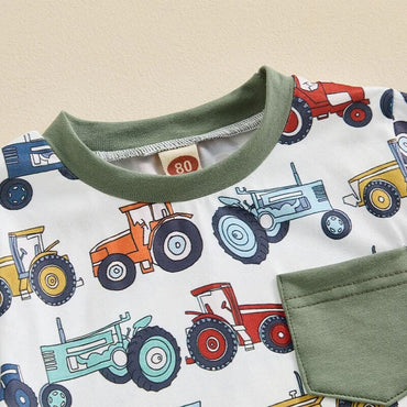 Tractors Solid Shorts Baby Set