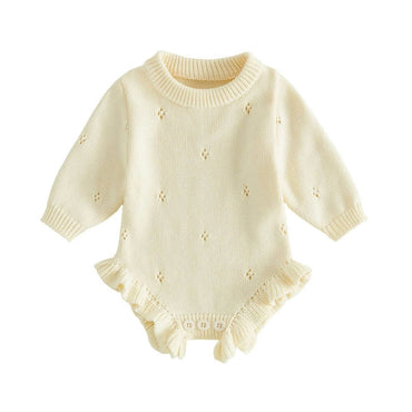 Long Sleeve Solid Knit Baby Romper