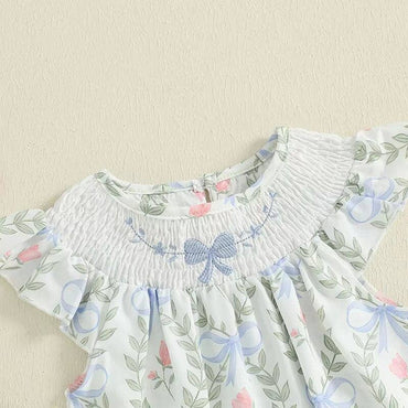 Vintage Floral Bows Baby Romper