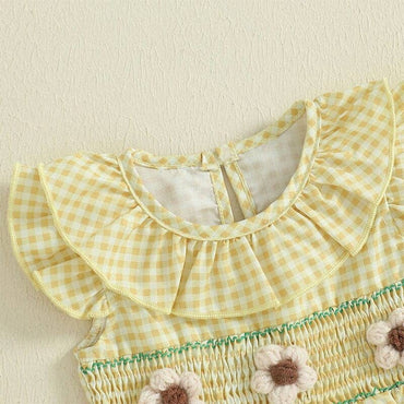 Fly Sleeve Vintage Yellow Plaid Toddler Dress