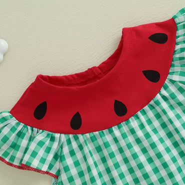Watermelon Plaid Baby Romper