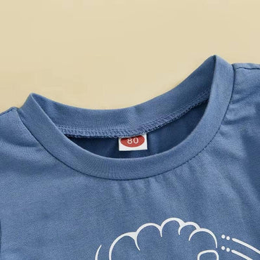 Short Sleeve Train Solid Shorts Baby Set