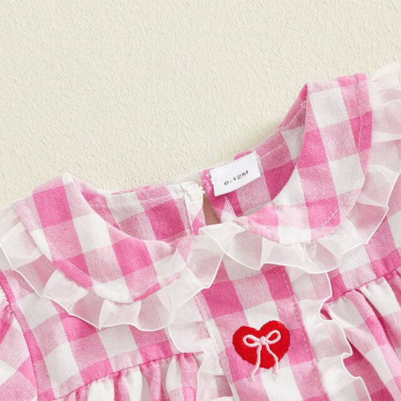 Short Sleeve Valentine's Day Plaid Toddler Set