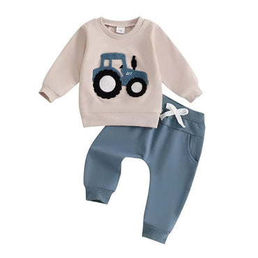 Long Sleeve Tractor Baby Set Blue 3-6 M