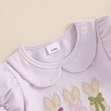 Puff Sleeve Easter Bunny Baby Romper
