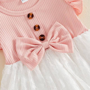 Ruffle Sleeve Bow Lace Toddler Dress