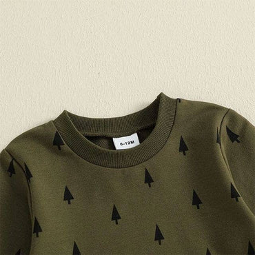 Long Sleeve Green Christmas Tree Toddler Set