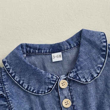 Fly Sleeve Denim Baby Romper