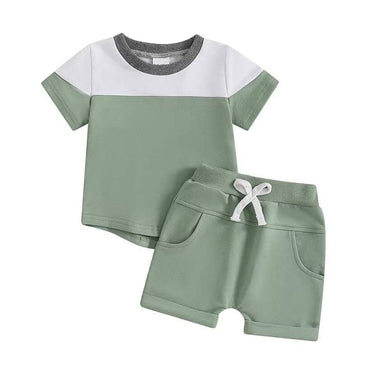 Short Sleeve Solid Shorts Baby Set Green 3-6 M