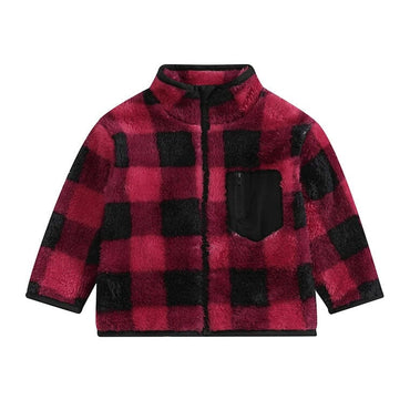 Plaid Zipper Toddler Jacket Red 9-12 M