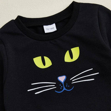 Long Sleeve Halloween Cat Toddler Set