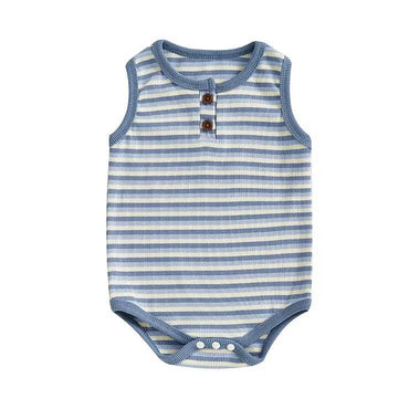 Sleeveless Striped Baby Romper Blue 0-3 M
