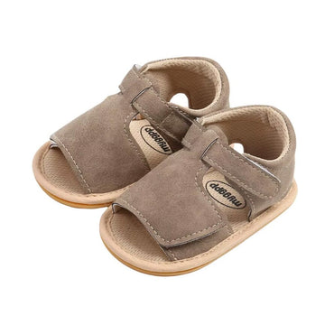 Solid Velcro Baby Sandals Taupe Gray 1