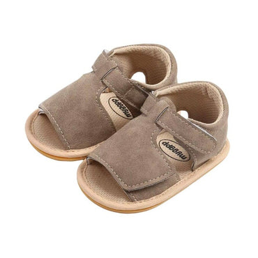 Solid Velcro Baby Sandals Taupe Gray 1