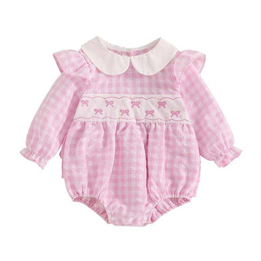 Long Sleeve Collar Valentine's Day Romper Pink 0-3 M