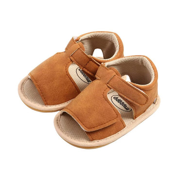 Solid Velcro Baby Sandals Brown 1
