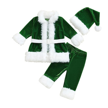 Long Sleeve Santa Toddler Girl Costume Green 2T